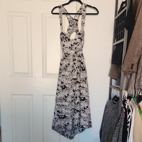 Anthropologie Black Printed Floral Linen Blend Midi Dress Size MP - Picture 5 of 12